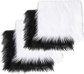 Faux Fur Fabric Squares | 2 White & 2 Black Pack