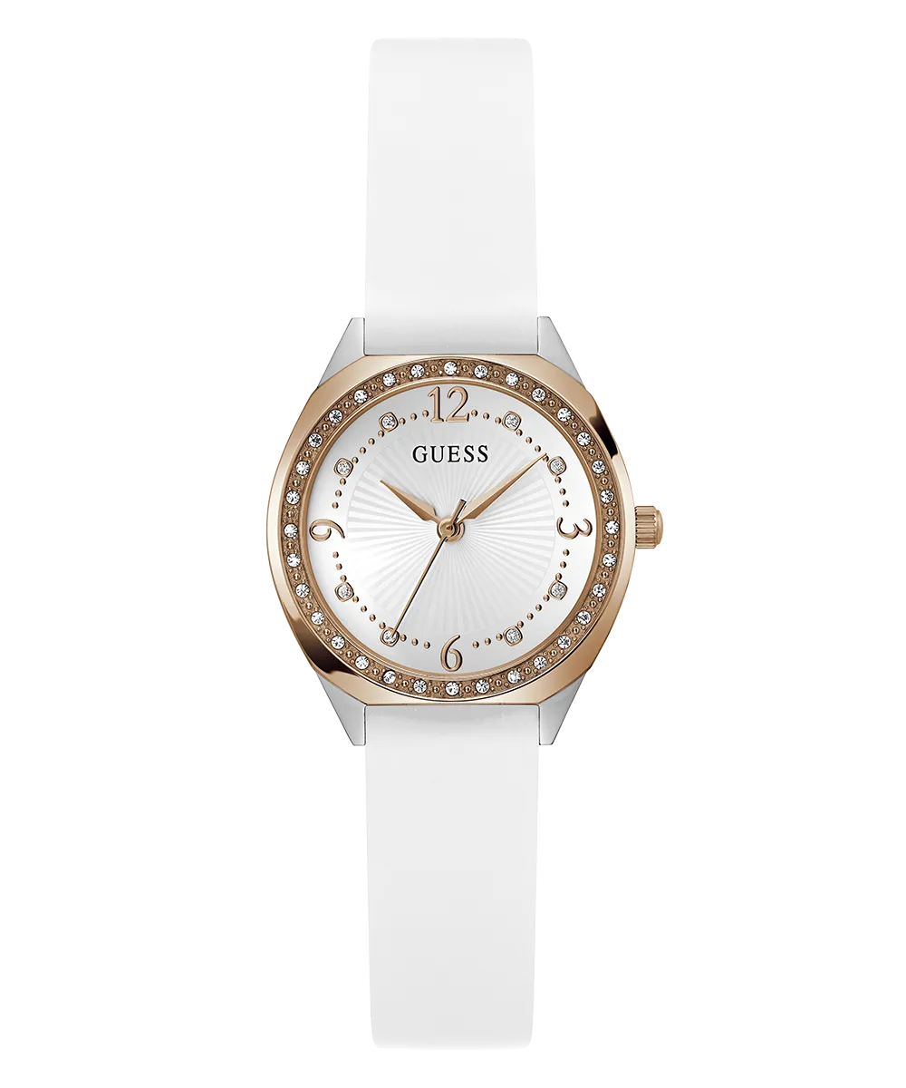 GUESS Ladies White 2-Tone Analog Watch