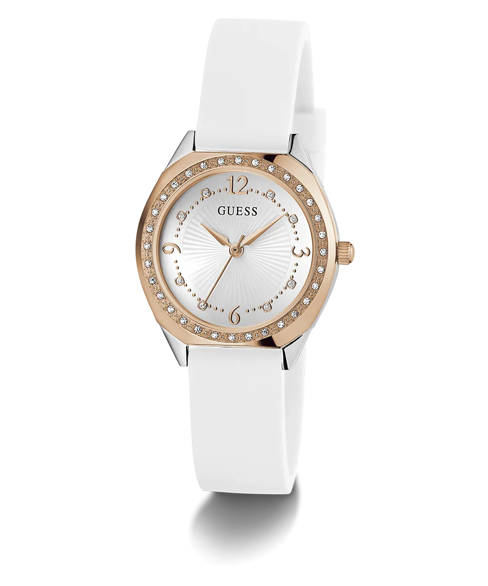 GUESS Ladies White 2-Tone Analog Watch