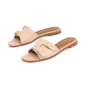 Heidi Slide in Beige Nappa Leather