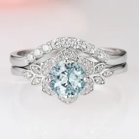 Jasmine Aquamarine Ring Set- Sterling Silver