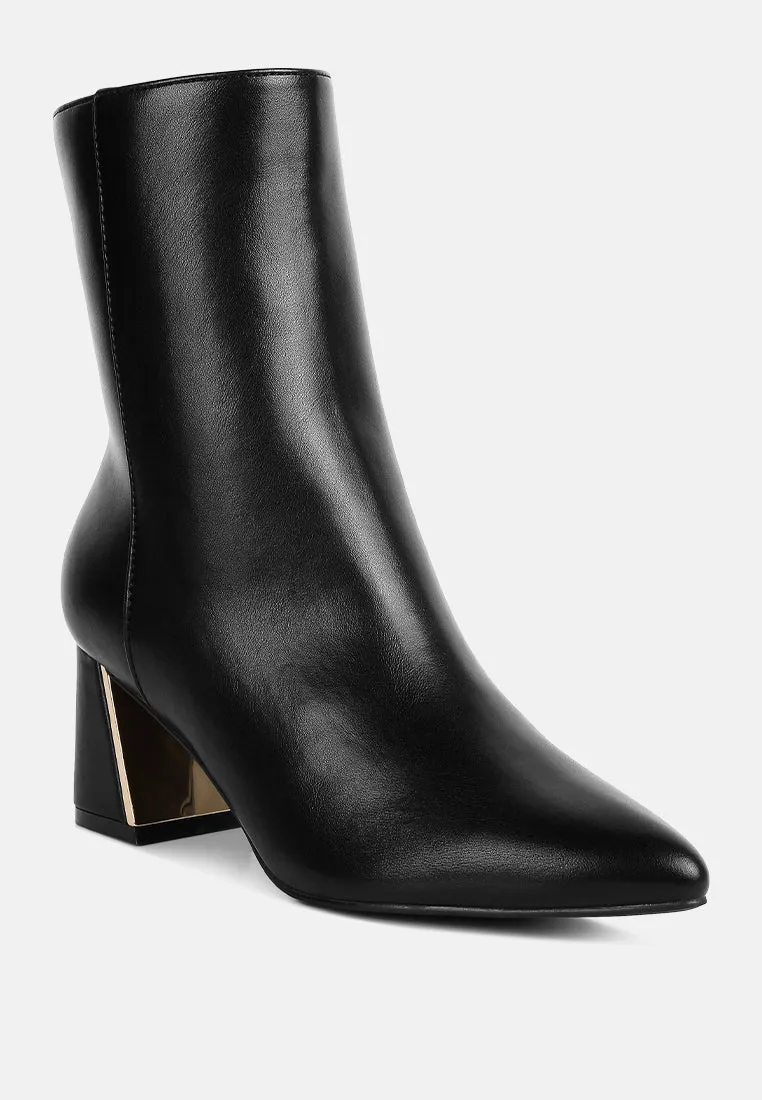 Kaira Metallic Accent Heel High Ankle Boots By Ruw