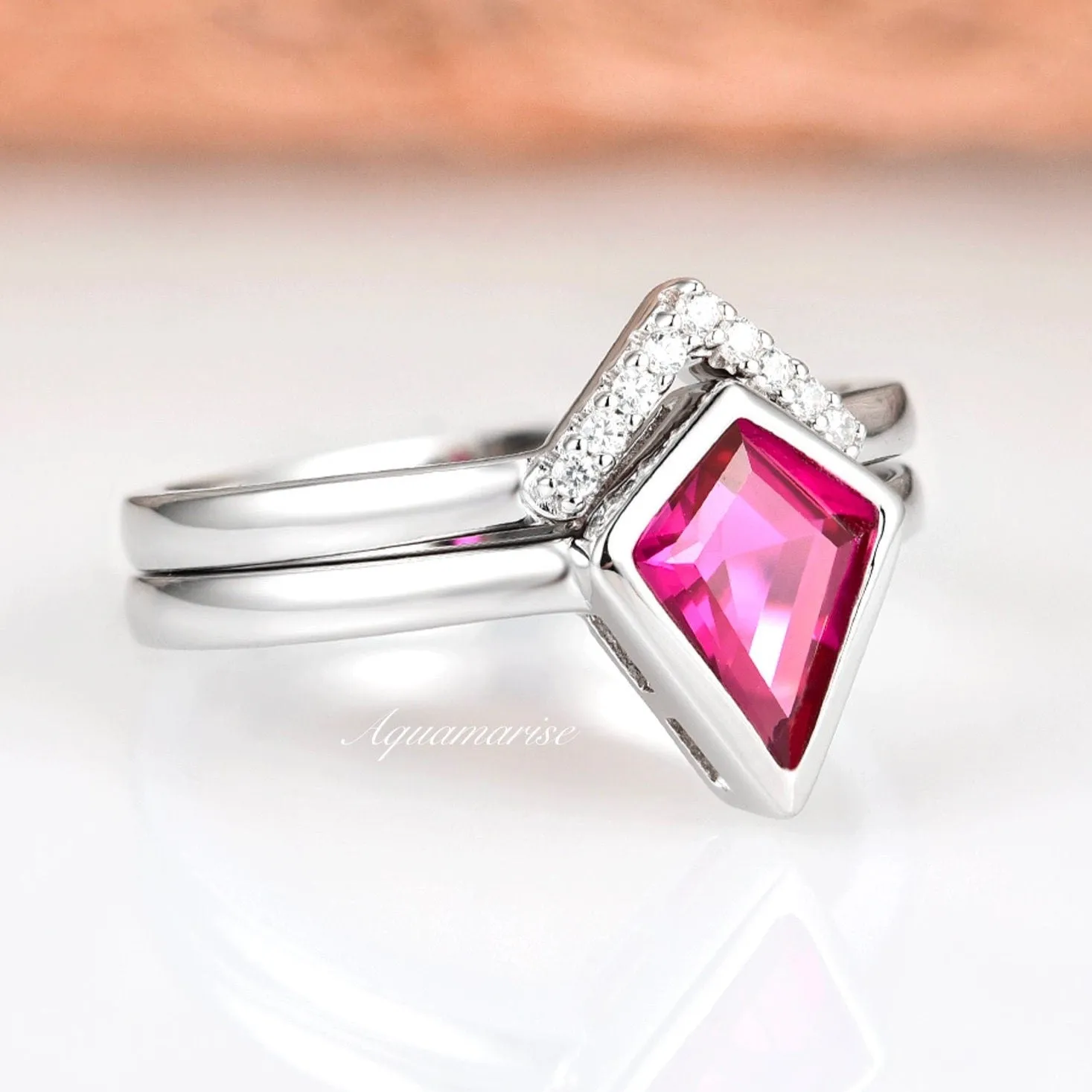 Kite Ruby Ring Set- Sterling Silver