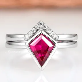 Kite Ruby Ring Set- Sterling Silver