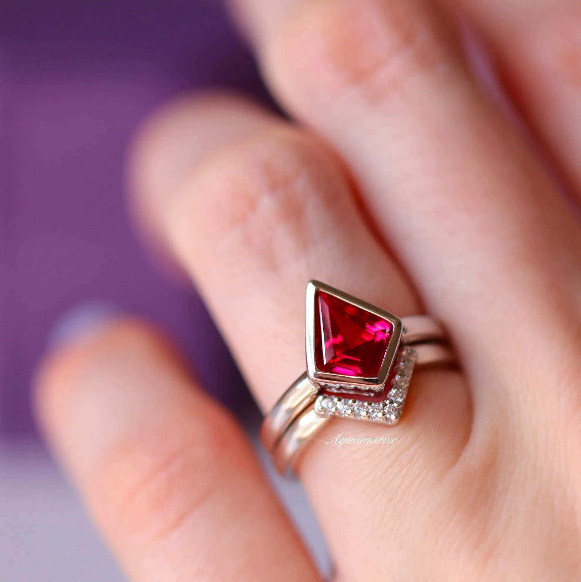 Kite Ruby Ring Set- Sterling Silver