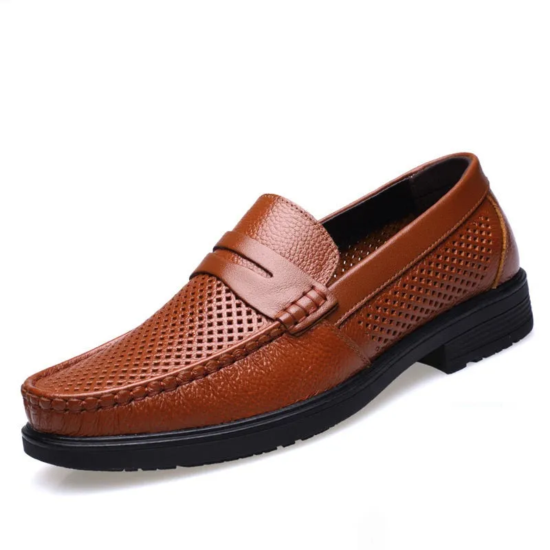 Leather Mesh Breathable Business Shoes