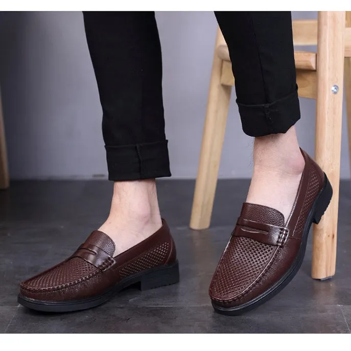 Leather Mesh Breathable Business Shoes