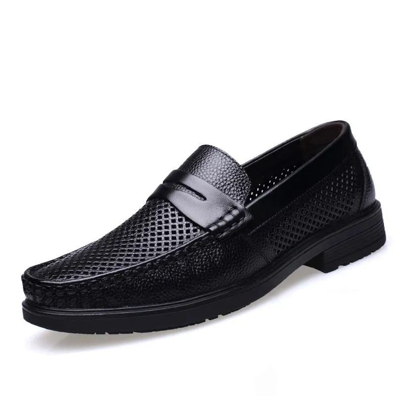 Leather Mesh Breathable Business Shoes