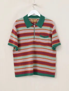 Lifted Stripe Half Zip Shirt (Red Multi)