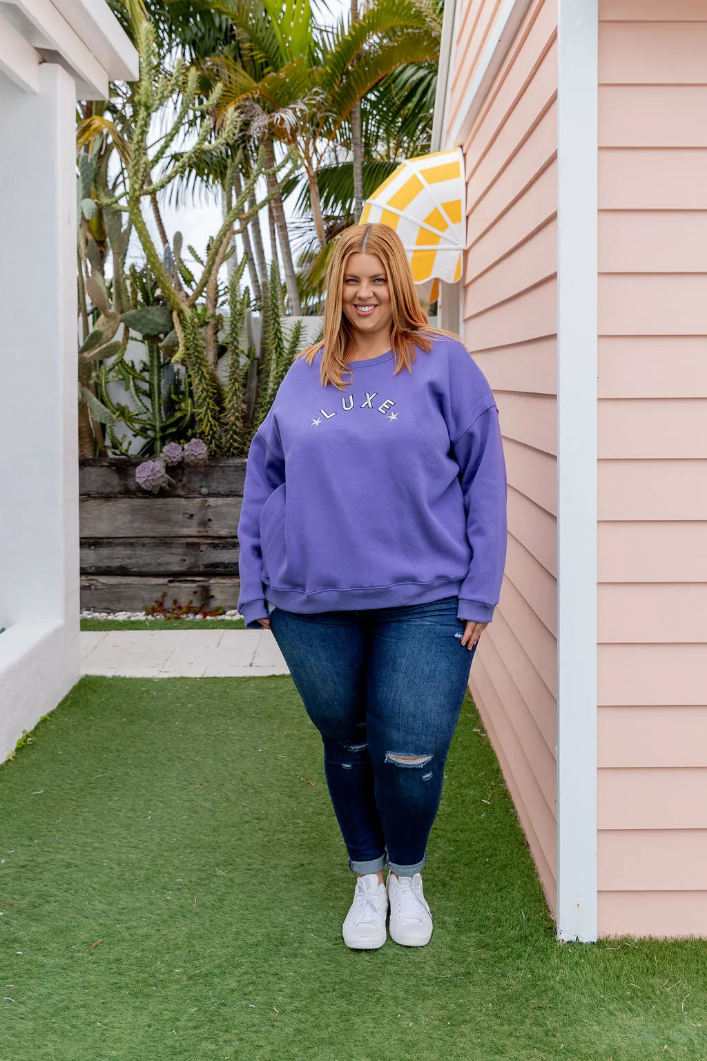 Luxe Crew Jumper in Purple