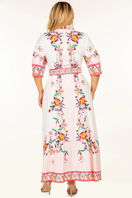 Maria Plus Size  Floral Long Dress