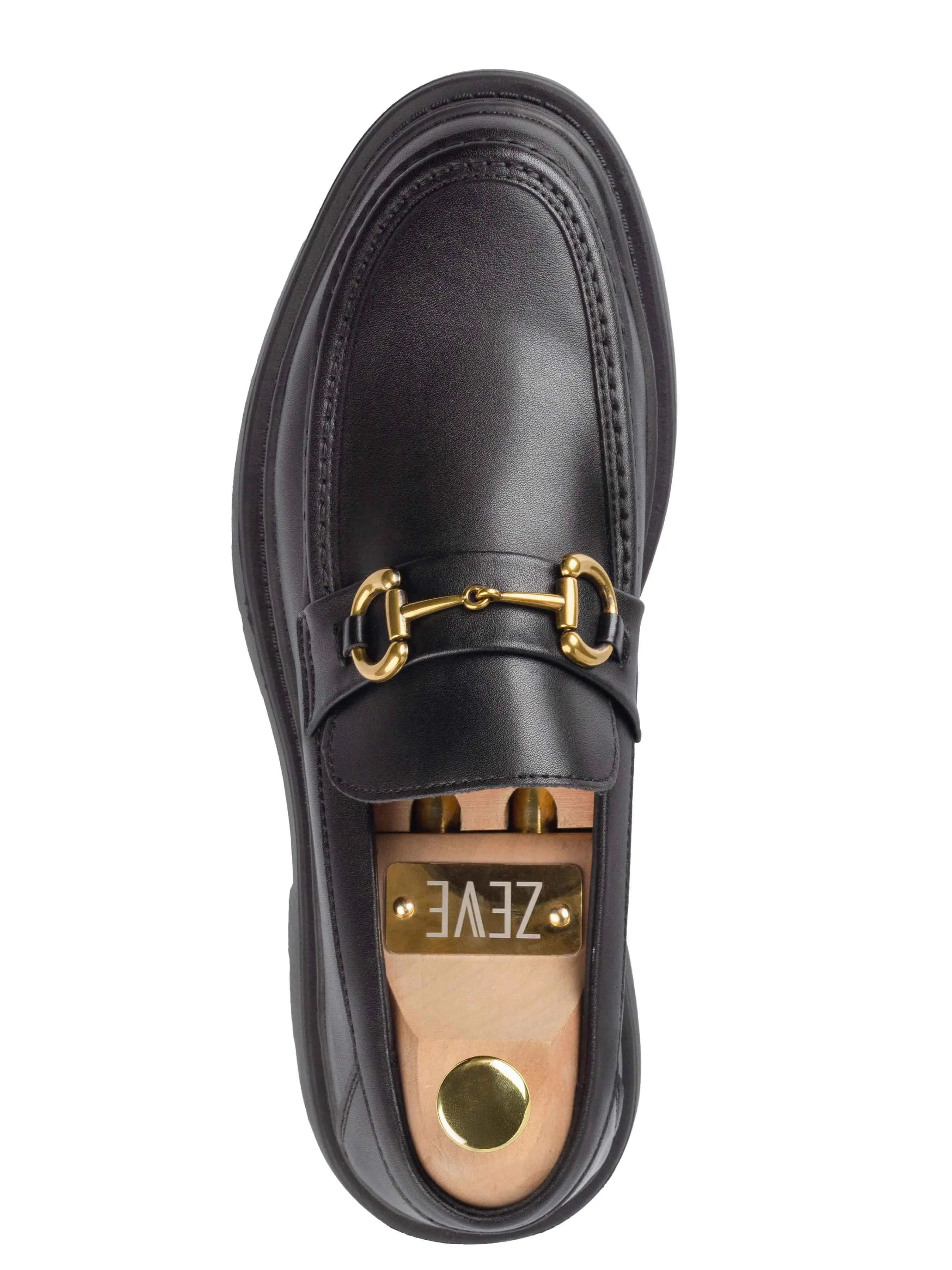 Maurice Moccasin Buckle Loafer - Solid Black (Chunky Sole)