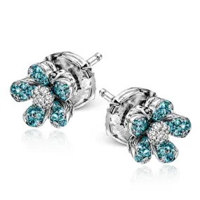 Paraiba Stud Earrings in 18k Gold with Diamonds