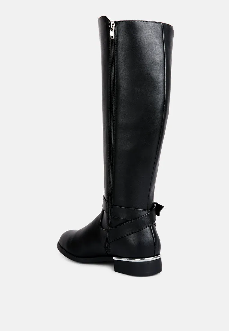 Renny Buckle Strap Embellished Calf Boots By Ruw