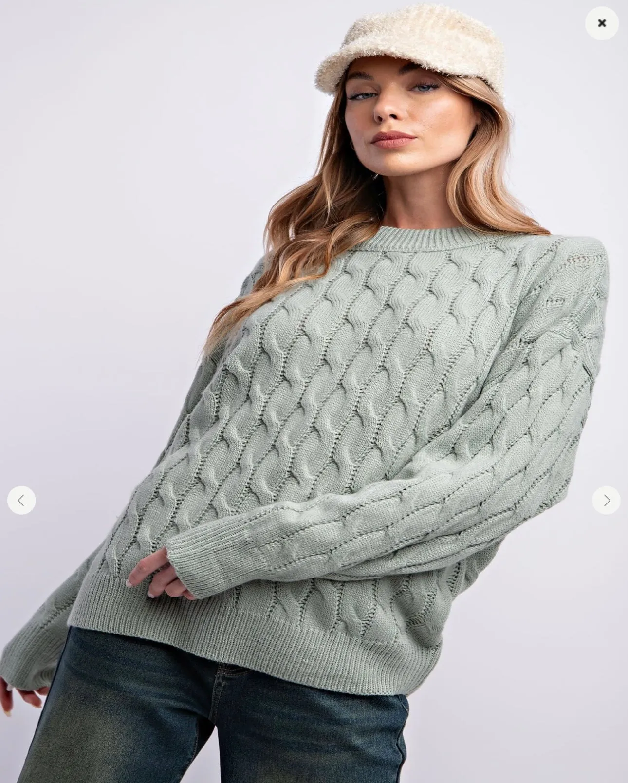 Sage cable knit sweater