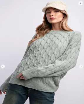 Sage cable knit sweater