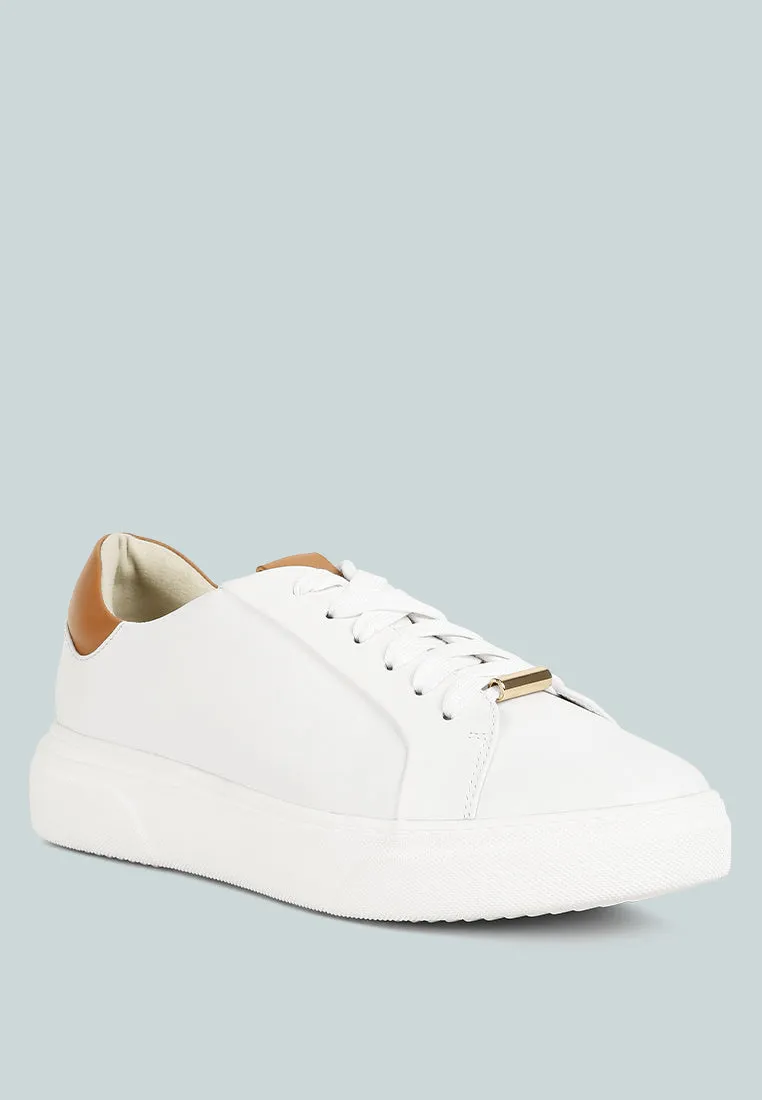 SCHICK  Lace Up Leather Sneakers in Tan