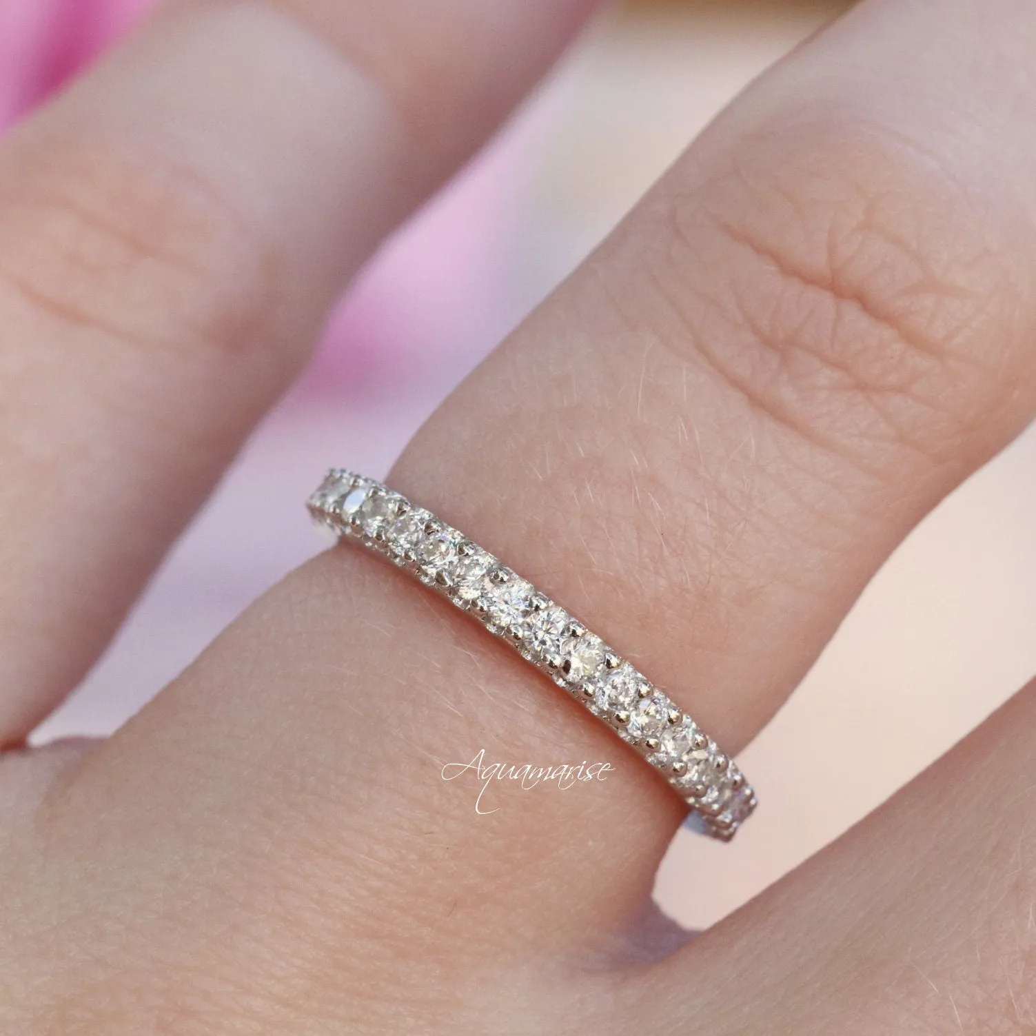 Simulated Diamond Wedding Band- Sterling Silver