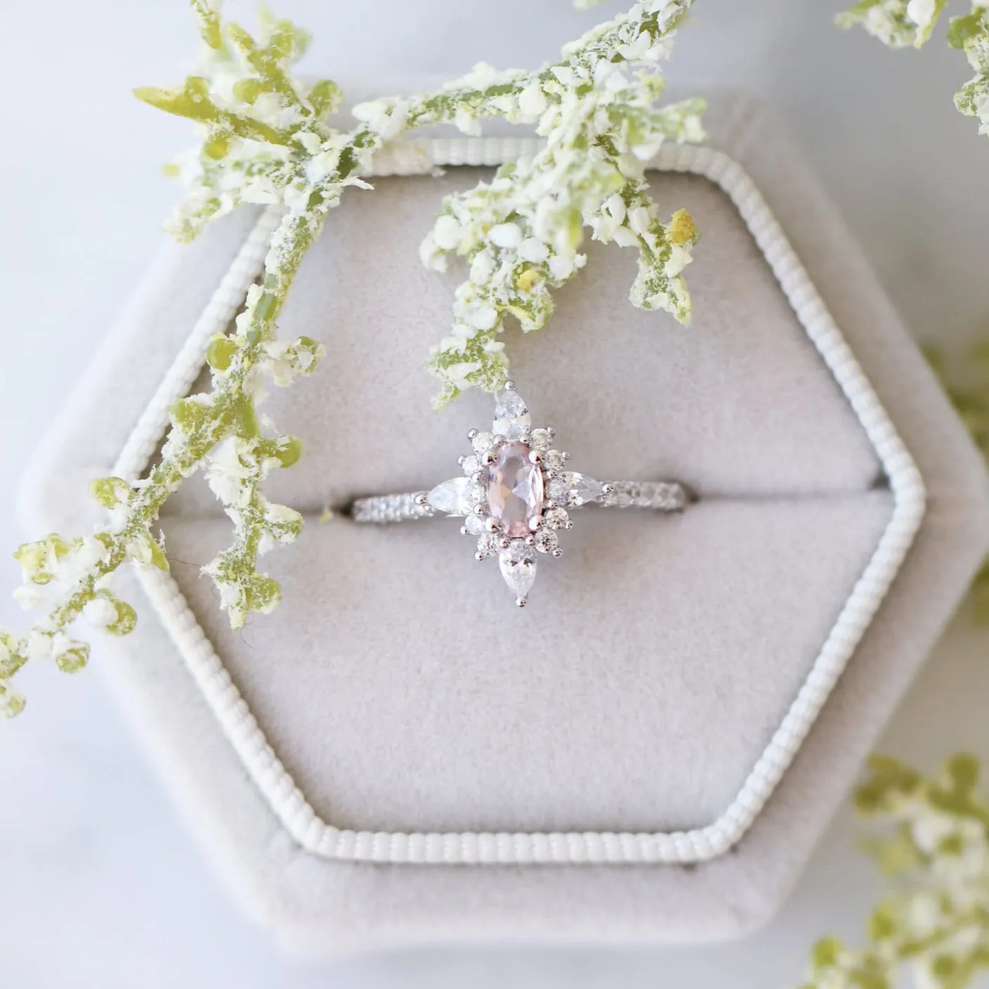 Starburst Morganite Ring- Sterling Silver