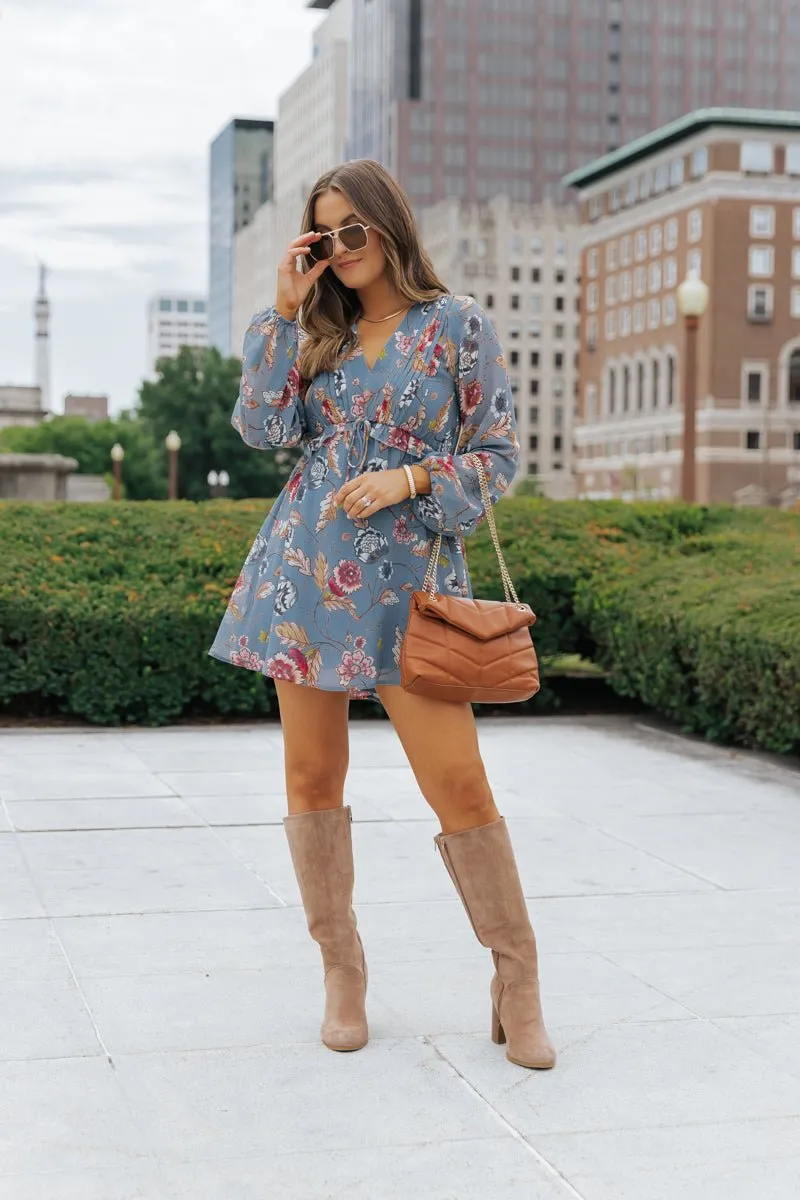 Steve Madden Blue Rami Floral Dress