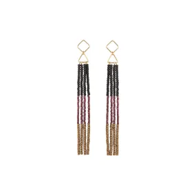 Triangle Bar Earrings - BLACK/METALLIC RASPBERRY/ANTIQUE GOLD