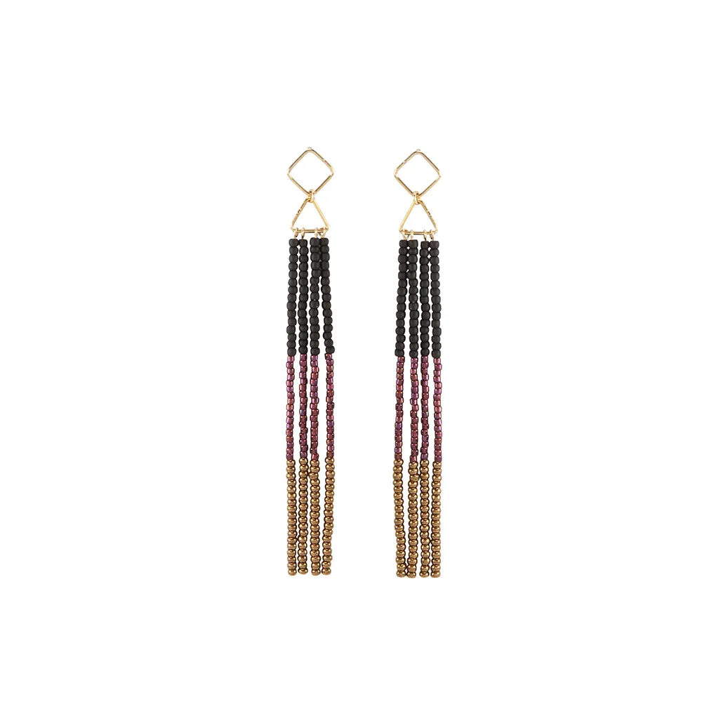 Triangle Bar Earrings - BLACK/METALLIC RASPBERRY/ANTIQUE GOLD