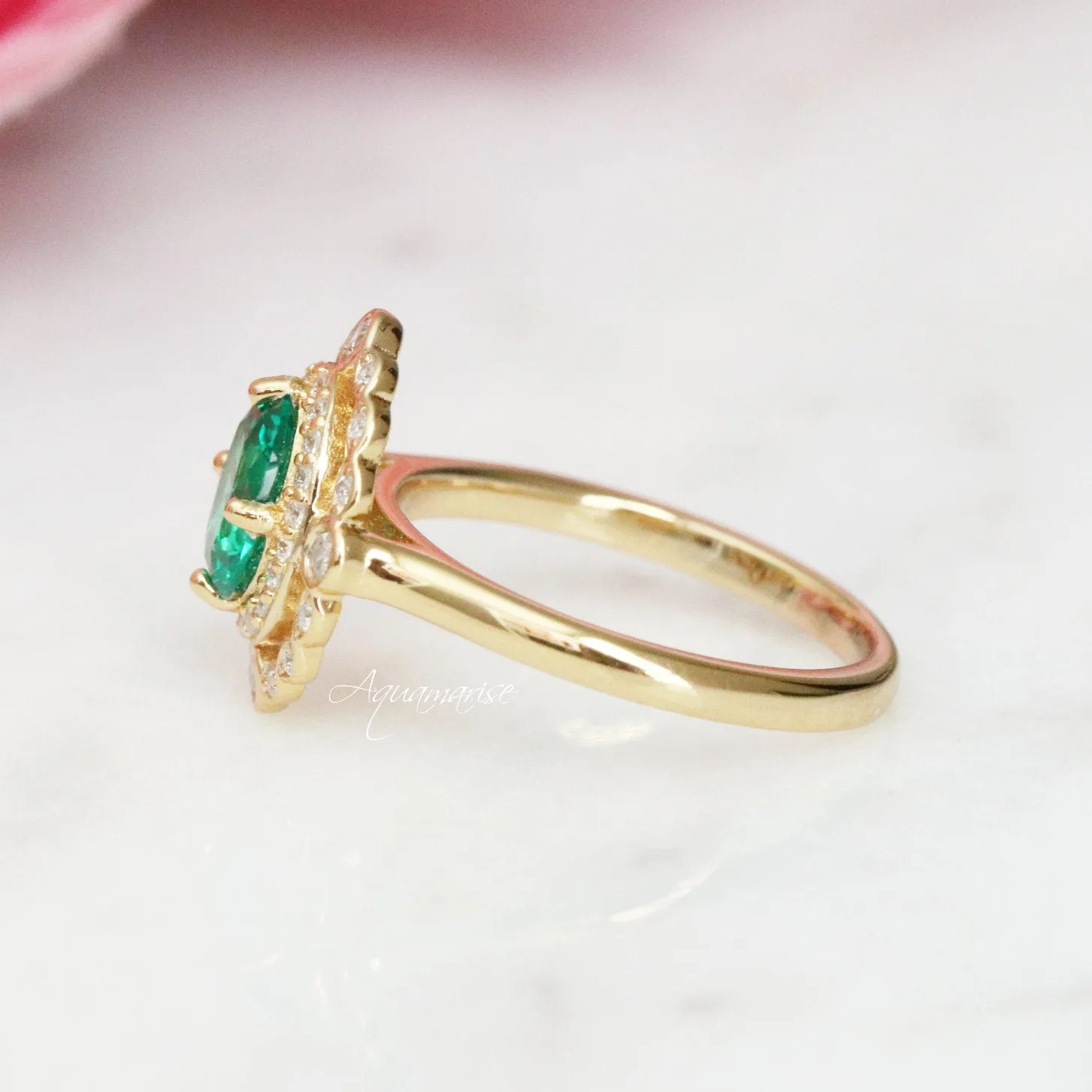 Valentina Emerald Ring- 14K Yellow Gold Vermeil