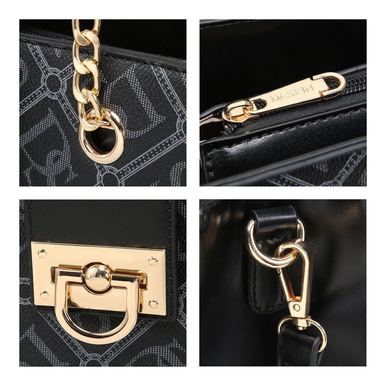 Women Fashion Chain Fashion Belt lock Tote Bags With Matching Clutch Dasein