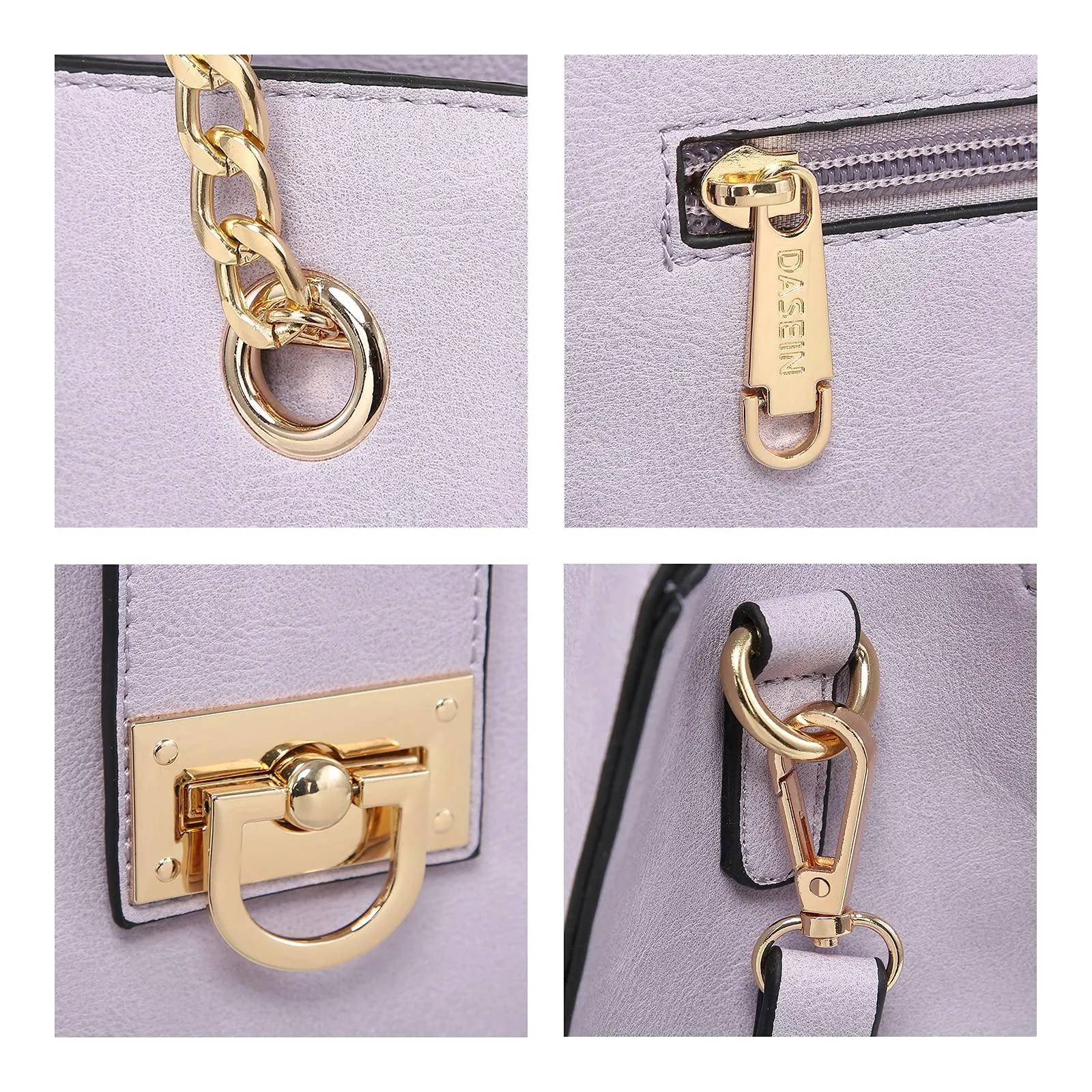 Women Fashion Chain Fashion Belt lock Tote Bags With Matching Clutch Dasein