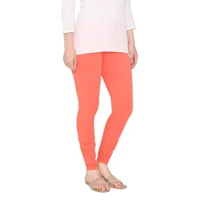 Women's Cotton Churidar Leggings (Free Size) - Cherry