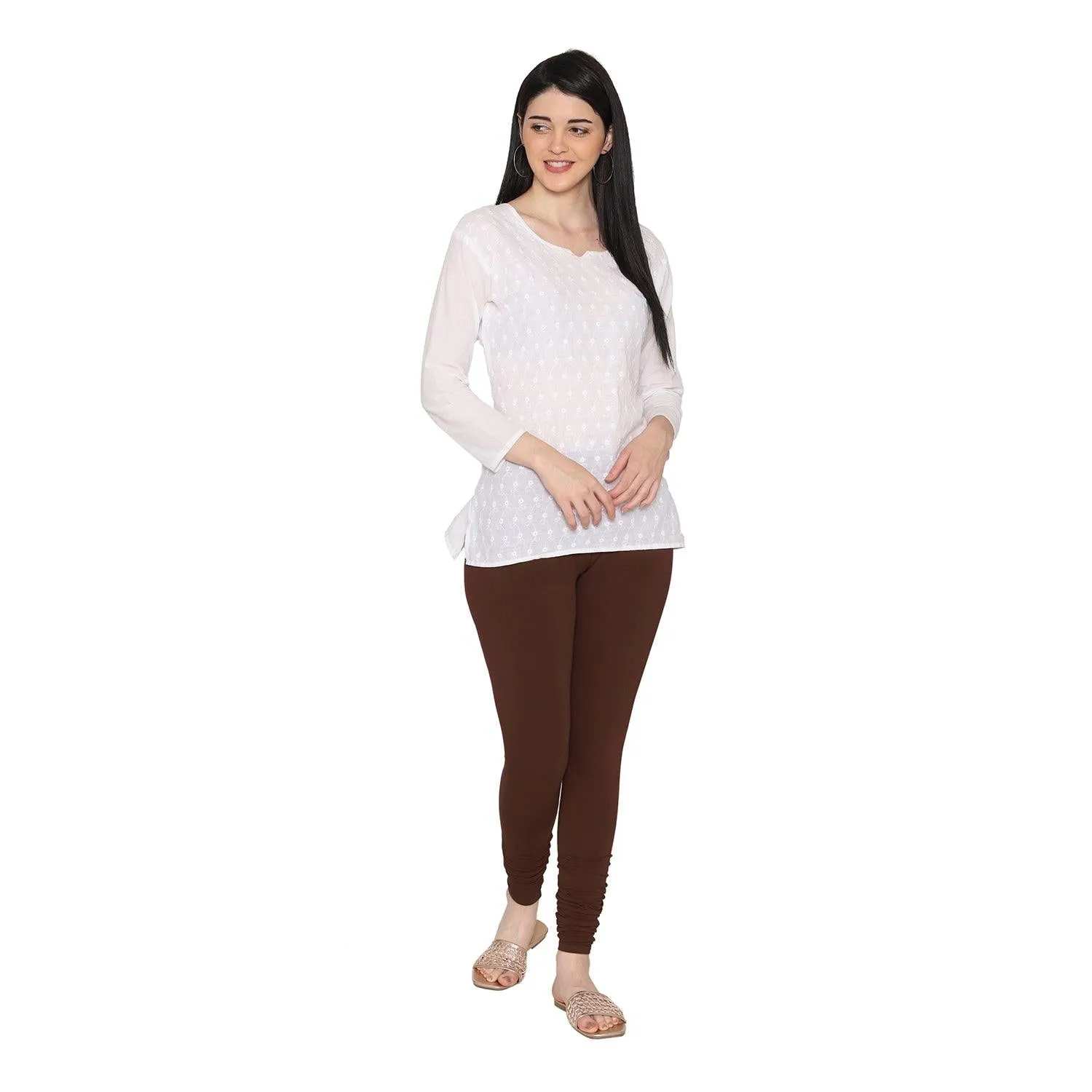 Women's Cotton Churidar Leggings (Free Size) - Deep Plum