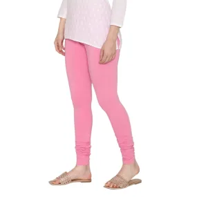 Women's Cotton Churidar Leggings (Free Size) - Light Pink