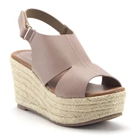 Women's Prema-02 Flatform Espadrilles Platform Sling Back Wedges Sandals Shoes