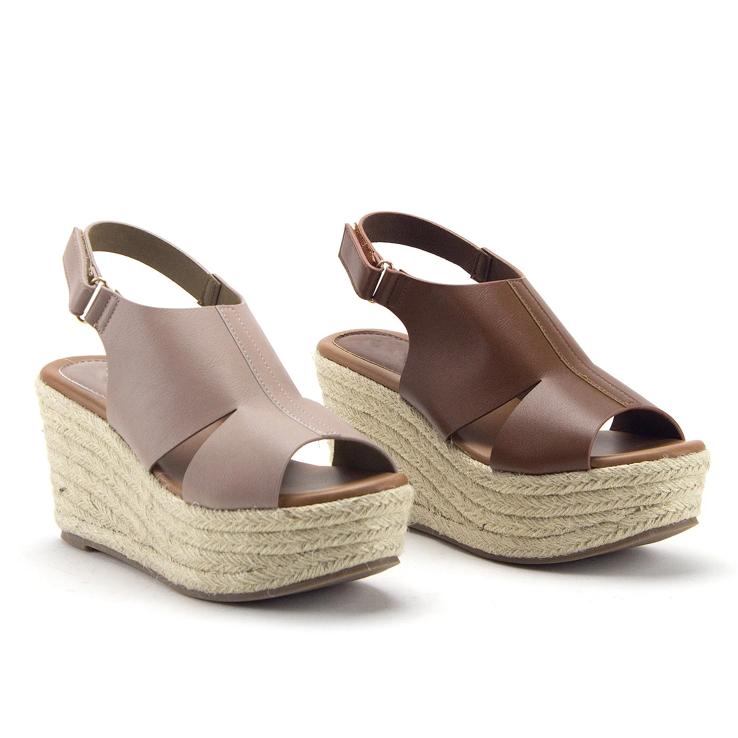 Women's Prema-02 Flatform Espadrilles Platform Sling Back Wedges Sandals Shoes